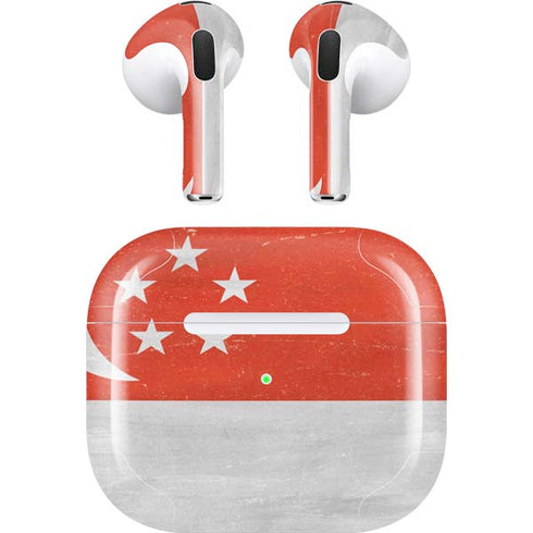 Singapore Flag Distressed Apple AirPods (3rd Gen 2021) Skin